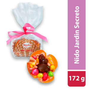 Nido Jardín Secreto Merello 172 g – Conejo de Malva, chocolates y caramelos Pascua.