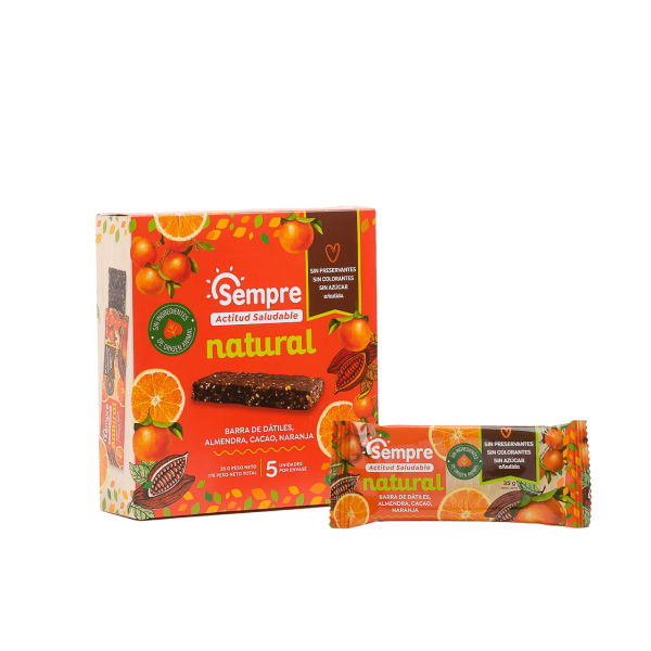 0% Azúcar Añadida - Pack 5 Barras Naranja 35g