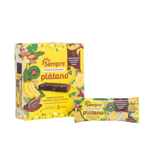 0% Azúcar Añadida - Pack 5 Barras Plátano Natural 35g