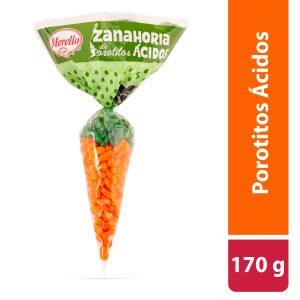 Porotitos Ácidos Merello en Bolsa Zanahoria 170 g – Dulces Ácidos Clásicos