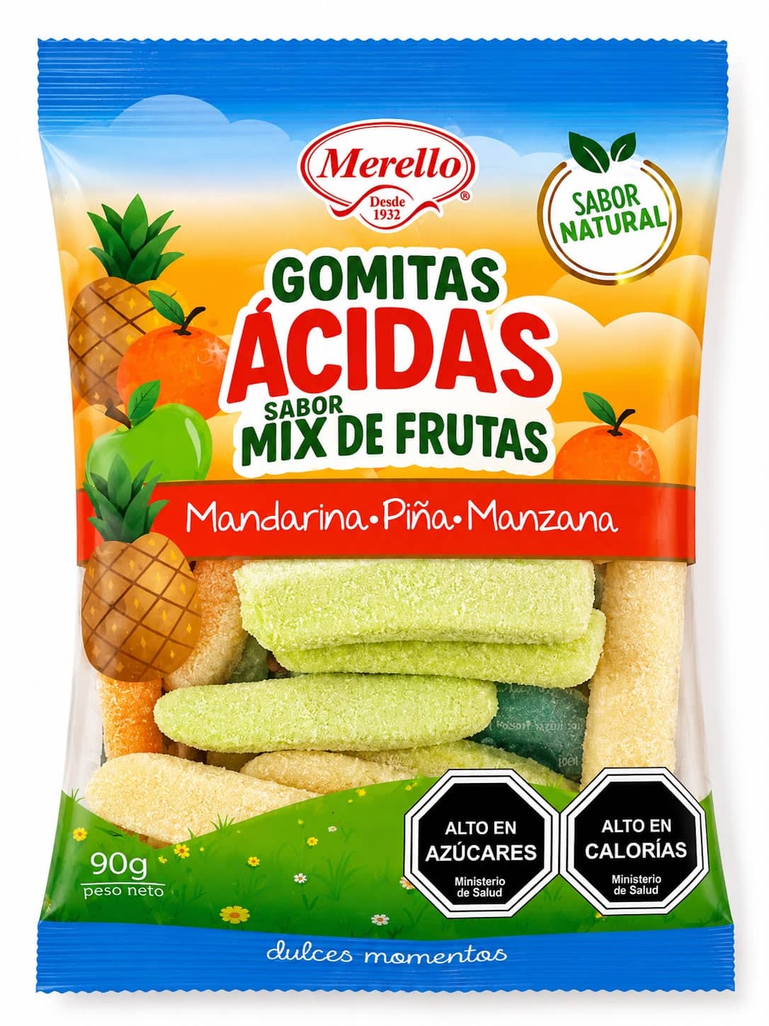 Gomitas ácidas sabor mix frutal 90 g