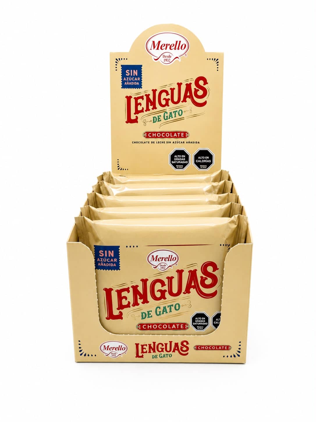Lenguas de Gato Chocolate de Leche Sin Azúcar Merello 38g - Imagen 2