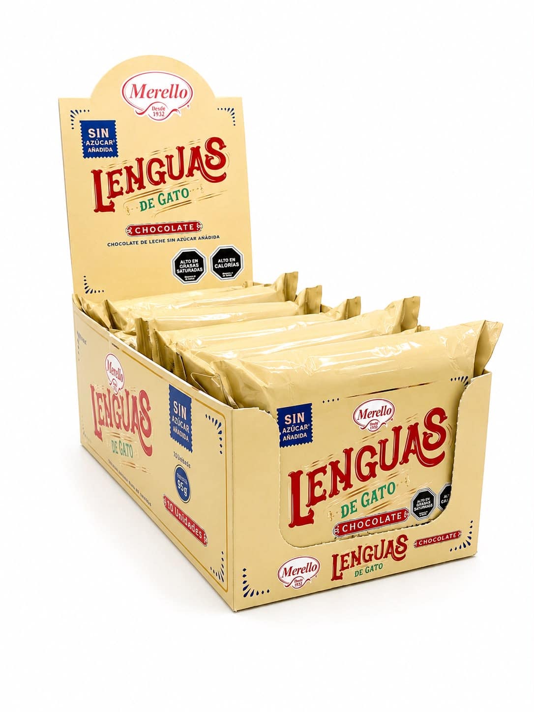 Lenguas de Gato Chocolate de Leche Sin Azúcar Merello 38g - Imagen 3